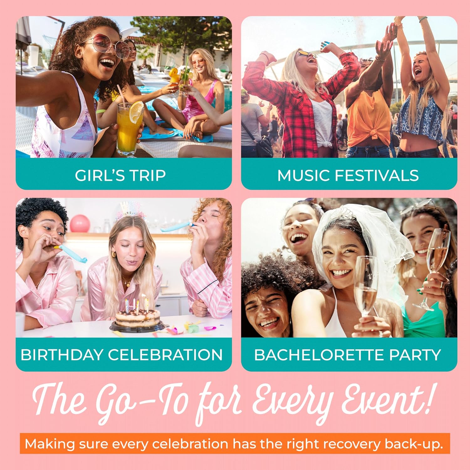 The Rally Bag - 10 Pre-Filled Hangover Kits – Bulk Pre-Filled Hangover Gift Bags, Recovery Kits & Goody Bags for Bachelorette Party Favors, Girls Trip Essentials, Wedding Parties & 21st Birthdays by Real Vitamins (10 Kits)