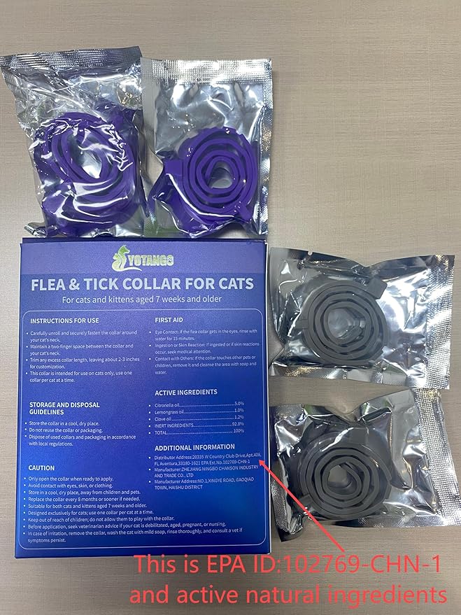 4 Pack Flea Collar for Cats, 32 Months Flea and Tick Prevention for Cats, Waterproof Cat Flea Collar, Natural Cat Flea and Tick Treatment, Adjustable Flea and Tick Collar for Cats Kittens(Grey&Purple)-PawvioPets