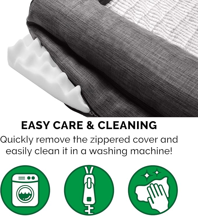 Furhaven Orthopedic Dog Bed for Medium/Small Dogs w/ Removable Bolsters & Washable Cover, For Dogs Up to 35 lbs - Luxe Faux Fur & Performance Linen Sofa - Charcoal, Medium-PawvioPets