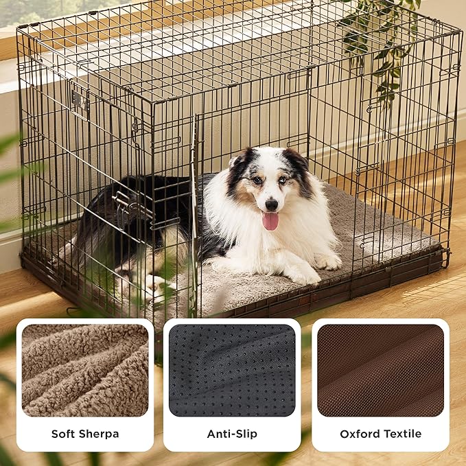 Bedsure XL Dog Bed for Crate - Large Orthopedic Flat Pet Beds with Removable Washable Cover, Egg Crate Foam Crate Mat, Suitable for Pet Up to 90 lbs-PawvioPets