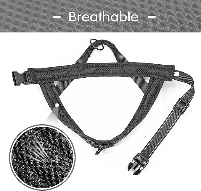 Didog No Pull Dog Harness with Soft Mesh Padded,Reflective & Quick Fit Light Weight Dog Strap Vest Harness,Easy for Walking Training (XS:Chest 15-18", Mesh-Black)-PawvioPets
