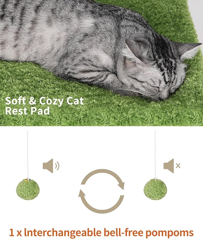 FourFurPets 43.7in 3-Tier Modern Cat Tree Tower Condo, Cat Scratch Posts for Indoor Cats, Big Plate, Two 19.7in Full Sisal Scratching Posts, White-PawvioPets