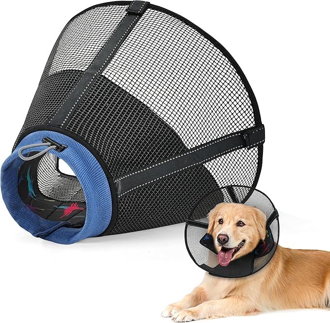 Dog Cone Collar to Stop Licking: Breathable Mesh Elizabeth Recovery Collar Alternative with Soft Padded After Surgery Neuter Spay Wound, for Large Medium, Small Dogs, Normal Eating and Drinking-PawvioPets