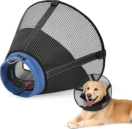 Dog Cone Collar to Stop Licking: Breathable Mesh Elizabeth Recovery Collar Alternative with Soft Padded After Surgery Neuter Spay Wound, for Large Medium, Small Dogs, Normal Eating and Drinking-PawvioPets