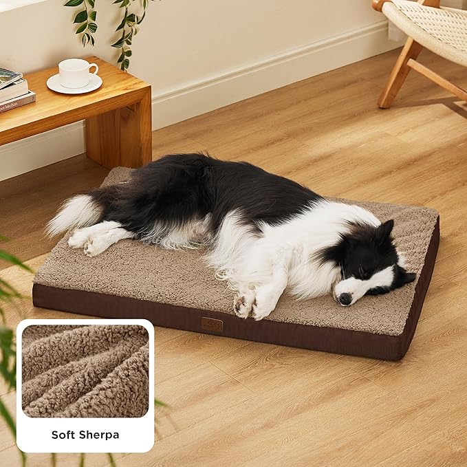 Bedsure Dog Beds Large Sized Dog - Orthopedic Flat Pet Beds with Removable Washable Cover, Egg Crate Foam Puppy Mat, Suitable for Pet Up to 65 lbs-PawvioPets