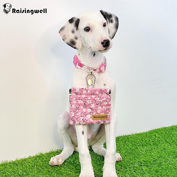 Dog Treat Pouch, Small Cotton Pocket Sized Training Holder, Hand Free Walking Fanny Bag with Carabiner, Self-Closing Pet Feed Snack Reward, Behavior Aids for Puppy Travel or Outdoor Use-PawvioPets