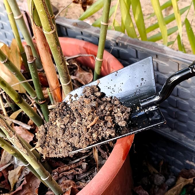 2-in-1 Trowel and Transplanter Gardening Tool Set, Outdoor Hand Tools, with Non-Slip Handle and Protective Blade Covers, Ideal Gardening Gifts for All (Black)-PawvioPets