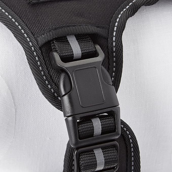 Amazon Basics No Pull Dog Harness, Adjustable Front Clip, Tactical Vest, Large, Black-PawvioPets