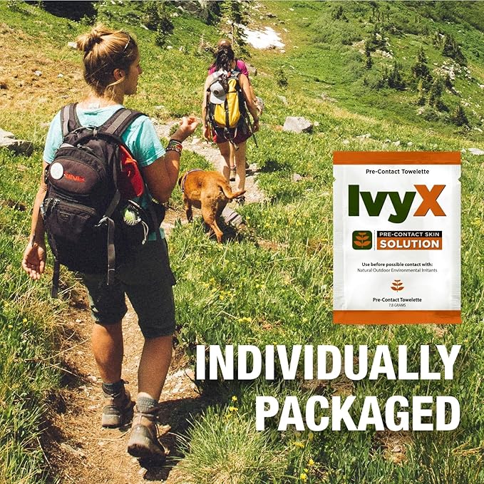 CoreTex Ivy X Pre-Contact Poison Ivy Wipes with Resealable Travel Bag - Pack of 15 Single-Use Barrier Wipes - Also Works on Poison Oak & Sumac Oils - Quick Dry & Chalk-Free Formula-PawvioPets