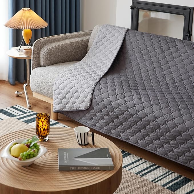 gogobunny 3X Stronger Waterproof Pet Blanket, Scratch Proof Furniture Protector for Dogs Cats, Reversible Cover 30x70 Inch, Dark Grey/Light Grey-PawvioPets