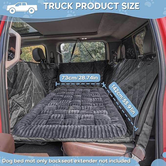 Dog Car Bed Mat, Non-Slip Backseat Extender Pet Blanket, Plaid Dog Bed for Trucks, Sedans & Large SUVs, Chew-Resistant Travel Pad for Dogs, Easy Clean & Scratch-Proof & Comfort（56"x28.7" Gray-PawvioPets