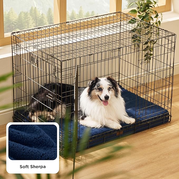 Bedsure XL Dog Bed for Crate - Large Orthopedic Flat Pet Beds with Removable Washable Cover, Egg Crate Foam Crate Mat, Suitable for Pet Up to 90 lbs-PawvioPets