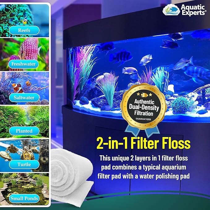 Aquatic Experts Aquarium Filter Floss for Fish Tank Filters - FilterFirst Aquarium Filter Pad - Media Roll for Crystal Clear Water, 3/4" - 1" Thick (18 Inch Wide, 72 Inch Long)-PawvioPets