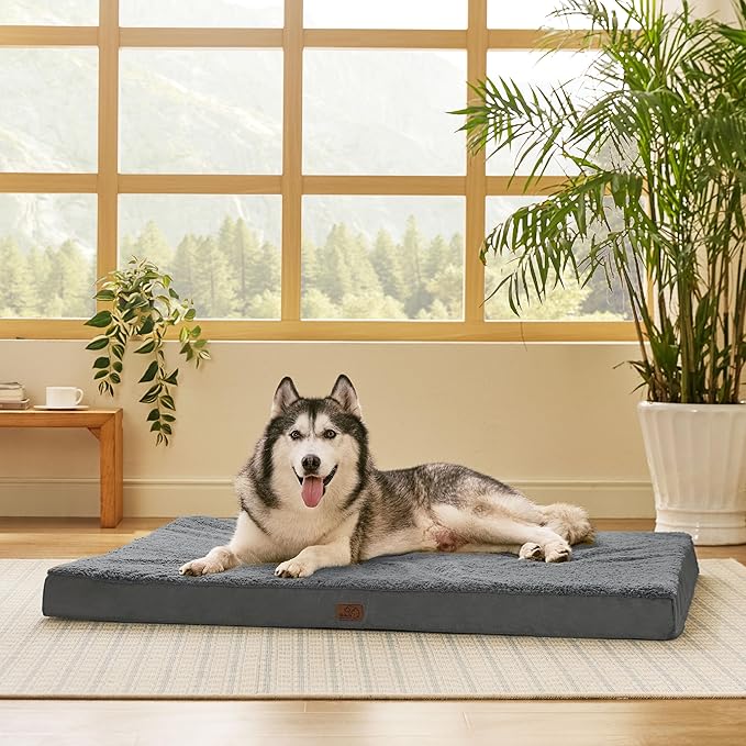Bedsure XXL Dog Bed for Large Dogs - Orthopedic Flat Giant Pet Beds with Removable Washable Cover, Jumbo Egg Crate Foam Mat, Suitable for Pet Up to 150 lbs-PawvioPets