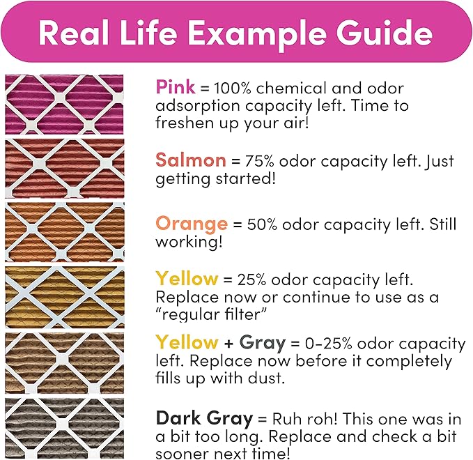 Colorfil 20x24x1 Air Filter (4-Pack) | Made in the USA | Color Changing | Remove Cat and Dog Odor | MERV 8 for Pet Hair Dander and Dust | 19.5"x23.5"x0.75" Exact Size-PawvioPets