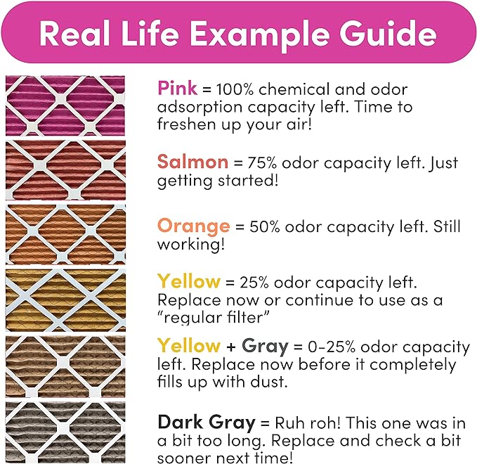 Colorfil 12x24x1 Air Filter (4-Pack) | Made in the USA | Color Changing | Remove Cat and Dog Odor | MERV 8 for Pet Hair Dander and Dust | 11.5"x23.5"x0.75" Exact Size-PawvioPets