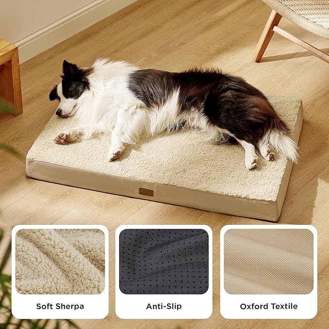 Bedsure Dog Beds Large Sized Dog - Orthopedic Flat Pet Beds with Removable Washable Cover, Egg Crate Foam Puppy Mat, Suitable for Pet Up to 65 lbs-PawvioPets