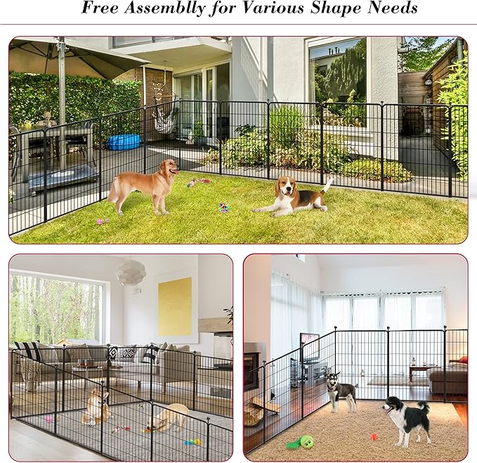 Dog Playpen 40 inch 36 Panels Indoor Outdoor Dog Pen for Large/Medium/Small Dogs Heavy Duty Metal Dog Fence Outdoor for Yard, Puppy Playpen with Door Portable Pet Fence for RV Camping Yard-PawvioPets