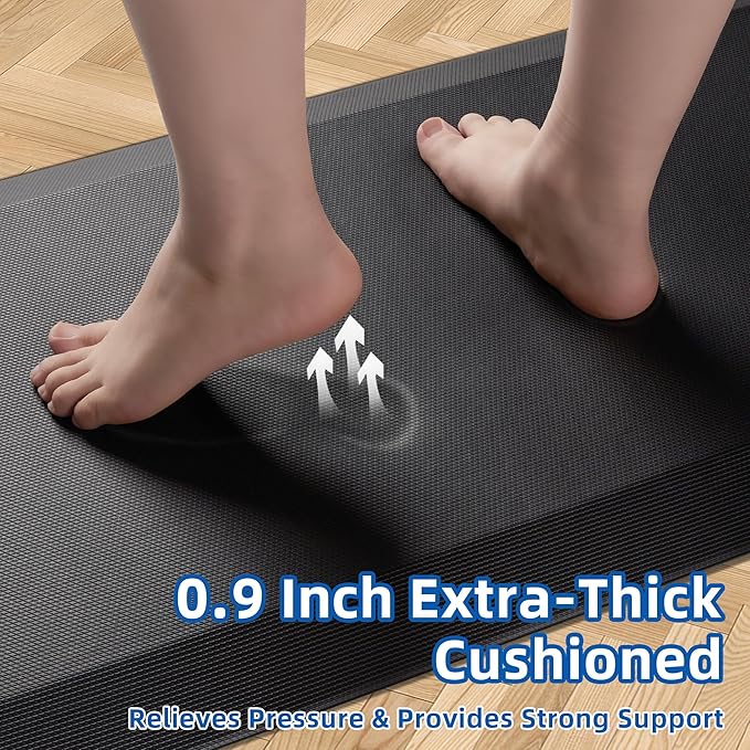 2 PCS Anti Fatigue Kitchen Mats for Floor, 9/10 Extra Thick Cushioned Standing Desk Mat, Comfort Memory Foam Ergonomic Kitchen Rugs and Mats Non-Slip Waterproof for Office, Kitchen, 20"x32"+20"x48"-PawvioPets