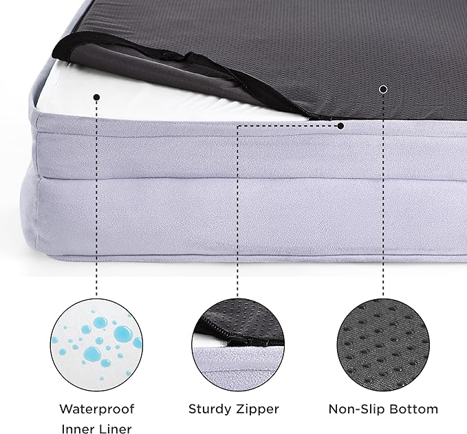 Bedsure L Plus Orthopedic Dog Bed for Large Dogs - Washable Dog Cat Bed Waterproof, L Plus Big Comfort Dogs Couch Sofa with Washable Removable Cover, Pet Bed with Nonskid Bottom, Lavender, 38"-PawvioPets