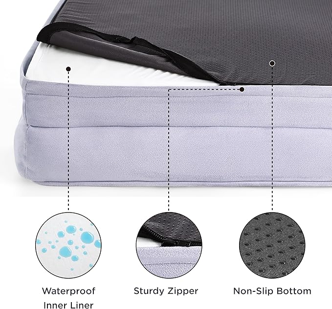 Bedsure Orthopedic Dog Beds for Small Dogs - Washable Small Dog Cat Bed Waterproof, Comfort Pet Couch Sofa with Washable Removable Cover, Pets Bed with Nonskid Bottom, Lavender, 24"-PawvioPets
