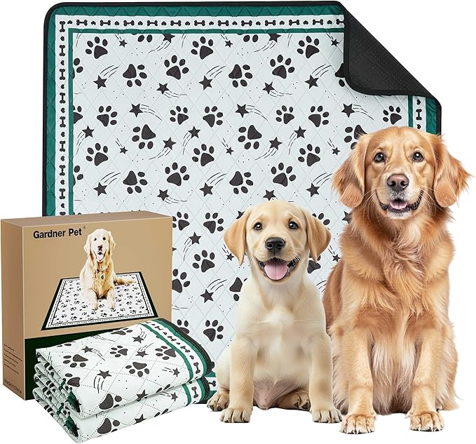 Gardner Pet Washable Dog Pee Pads, 36'' x 36'' Non Slip Dog Mats with Great Urine Absorption, Reusable Puppy Pee Pads for Potty Training - 2 Pack-PawvioPets