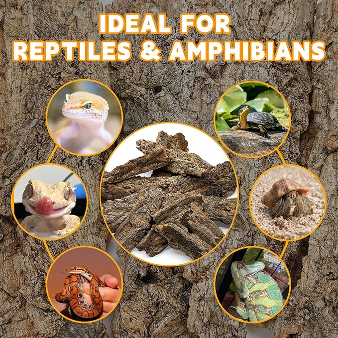 BNOSDM Reptile Terrarium Bark Substrate Bedding Tortoise Natural Cork Bark Reptile Climbing Mat Habitat Decor for Lizard Snake Spiders Hermit Crabs Tarantula Geckos Bearded Dragons (0.7 LB)-PawvioPets