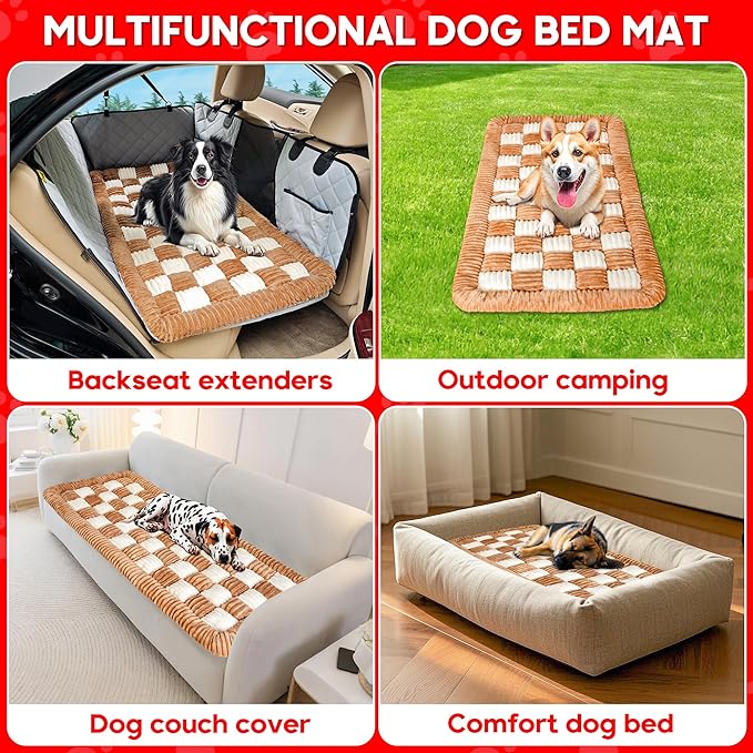 Dog Car Bed Mat, Non-Slip Backseat Extender Pet Blanket, Plaid Dog Bed for Trucks, Sedans & Large SUVs, Chew-Resistant Travel Pad for Dogs, Easy Clean & Scratch-Proof & Comfort (56"x28.7")-PawvioPets