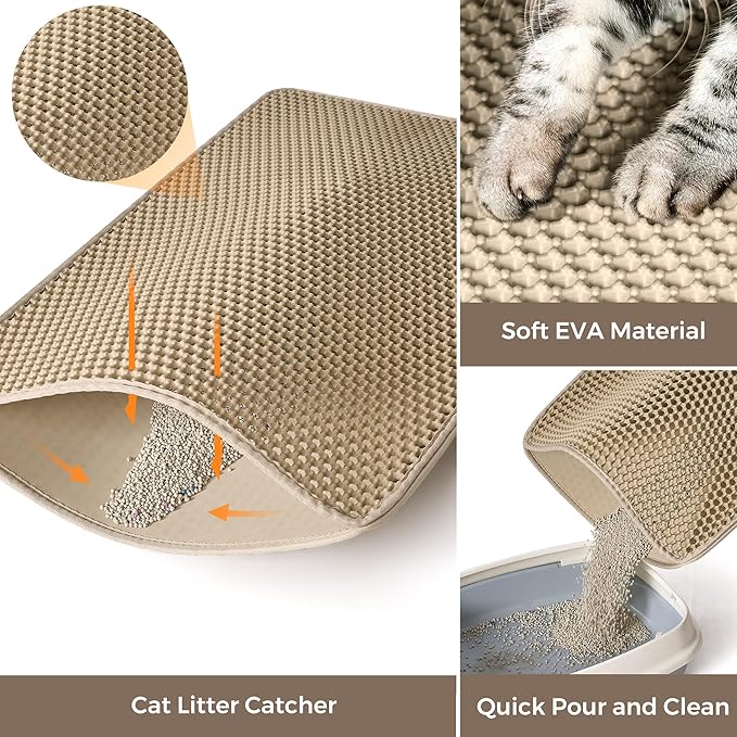 Cat Litter Box Enclosure with Litter Trapping Mat; Handwoven Plastic Rattan Cat House; No Installation Hidden Cat Washroom; Pet Crate for Balcony,Bedroom,Living Room-PawvioPets
