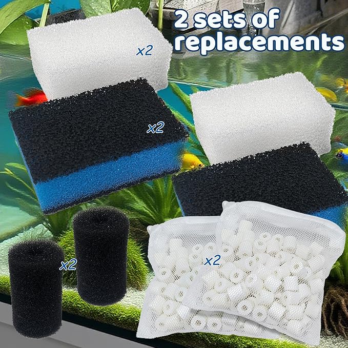 2 Sets of Upgraded Three-Stage Filtration Fish Tank Filter for AquaClear 30 Power Filter, 2 Set of Replacement Maintenance Kit for Fish Tank Filter for 30/150 30-Gallon Aquarium-PawvioPets