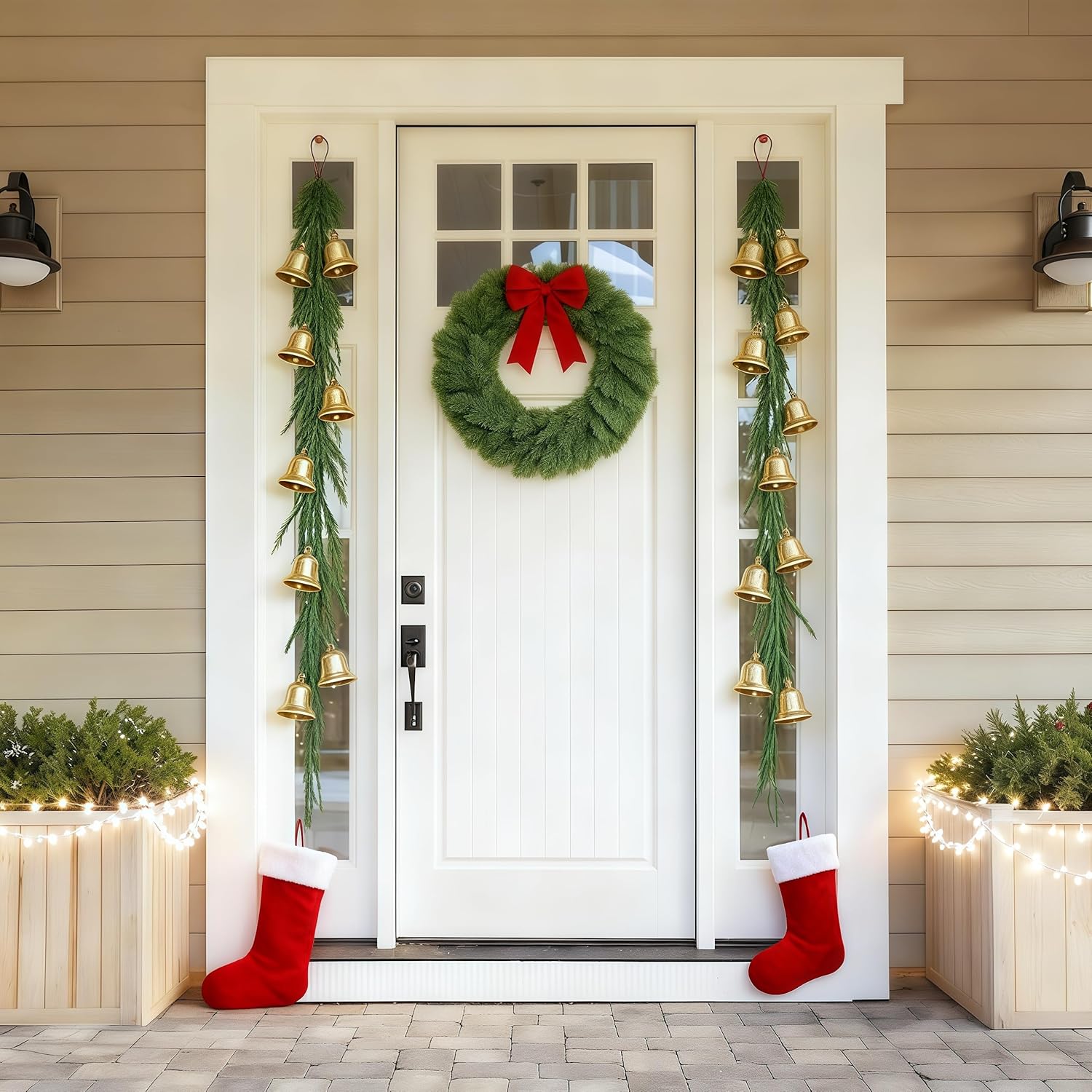 Christmas Decorations Artificial Norfolk Pine Garlands 6FT 4Pcs, Real Touch Winter Pine Garland, Green Artificial Greenery Garland for Table, Mantle, Wall, Indoor, Outdoor Decorations