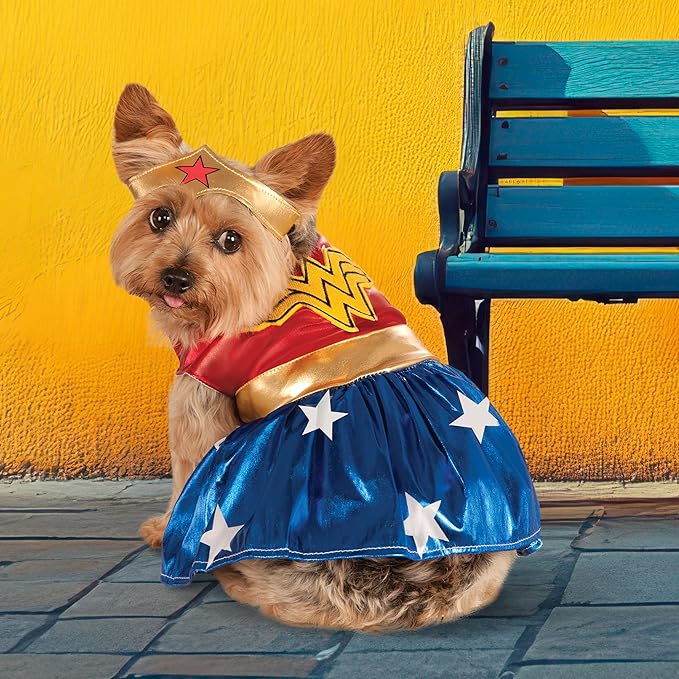 DC Comics: Wonder Woman Pet Costume for For Dogs or Cats by Rubies, XL-PawvioPets
