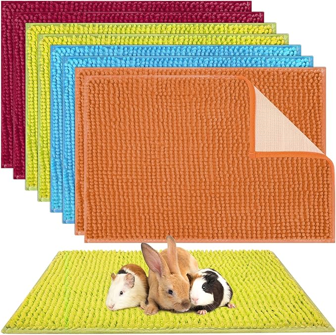 Barydat 8 Pcs Guinea Pig Cage Liner for Guinea Pig Cage Bedding Reusable Rabbit Mat Pad Washable Training Pad Animal Sleeping Bedding Mat(16x12'',Champagne, Lake Blue, Dark Purple, Grass Green)-PawvioPets