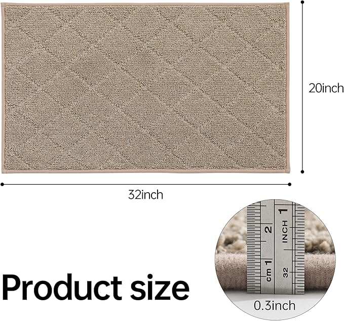 COSY HOMEER Edging Stair Treads Non-Slip Corner Indoor Stair Runners for Wooden Steps,Landing Slip Resistant Stair Rugs for Kids and Dogs, 100% Polyester TPE Backing,Beige,20"X32"-PawvioPets