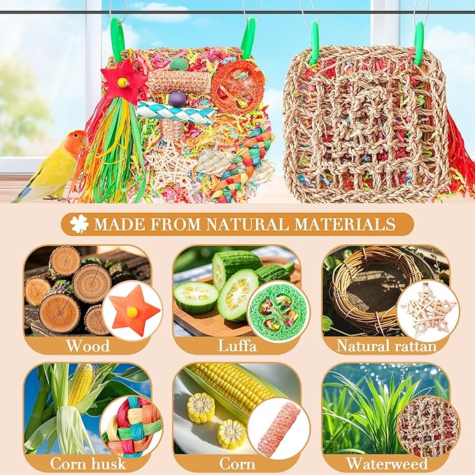 Bird Toys For Cockatiels, Tyotrbs Bird Toys For Conures Parakeet Toy BirdsToy For Parrots Birds Foraging Toy ParrotToys BirdCage Accessories Lovebird Cage Accessories for Small Birds-PawvioPets