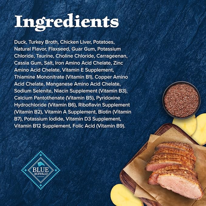 Blue Buffalo Wilderness Natural High-Protein Grain-Free Wet Food for Adult Cats, Duck Paté, 3-oz. Cans, 24 Count-PawvioPets