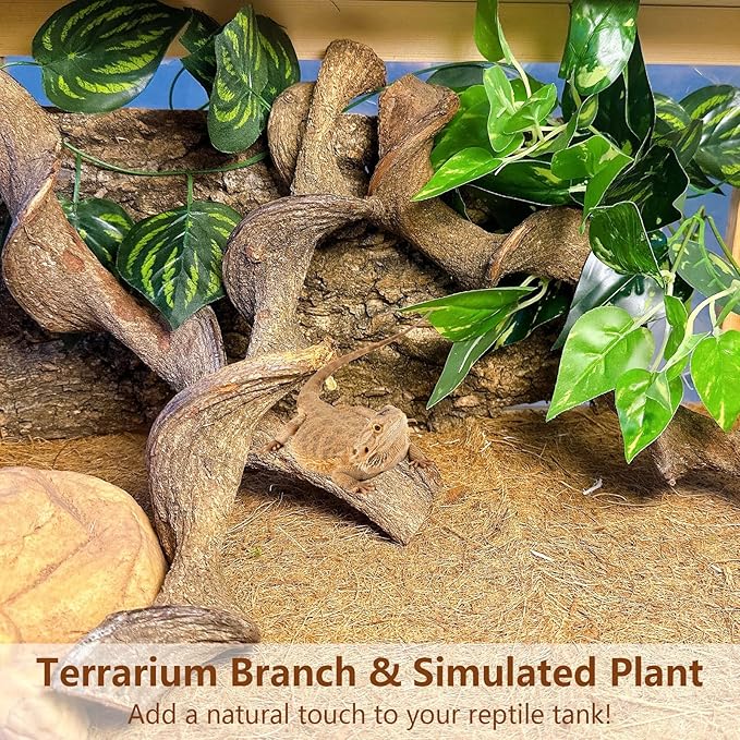 BNOSDM 3Pcs Reptile Climbing Branches Decor,Snake Climbing Branch,Gecko Climb Wood,Lizard Forest Branch,Tank Habitat Tree Trunk Decorations for Bearded Dragons,Chameleons,Spider,Frogs (L)-PawvioPets
