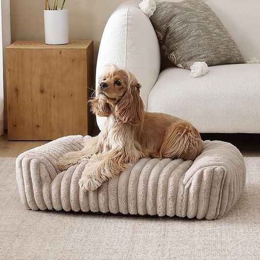 Arlee Saddle Sofa Memory Foam Pet Bed, Comfortable & Washable, Ideal for Dogs and Puppies, Extra Comfort, Couch Design, Crate & Kennel Furniture, Pet Supplies & Essentials, Tan, Medium-PawvioPets