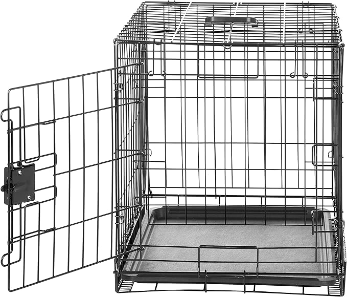 Amazon Basics Durable, Foldable Metal Wire Small Dog Crate with Tray, Single Door, 24 x 18 x 20 in, Black-PawvioPets
