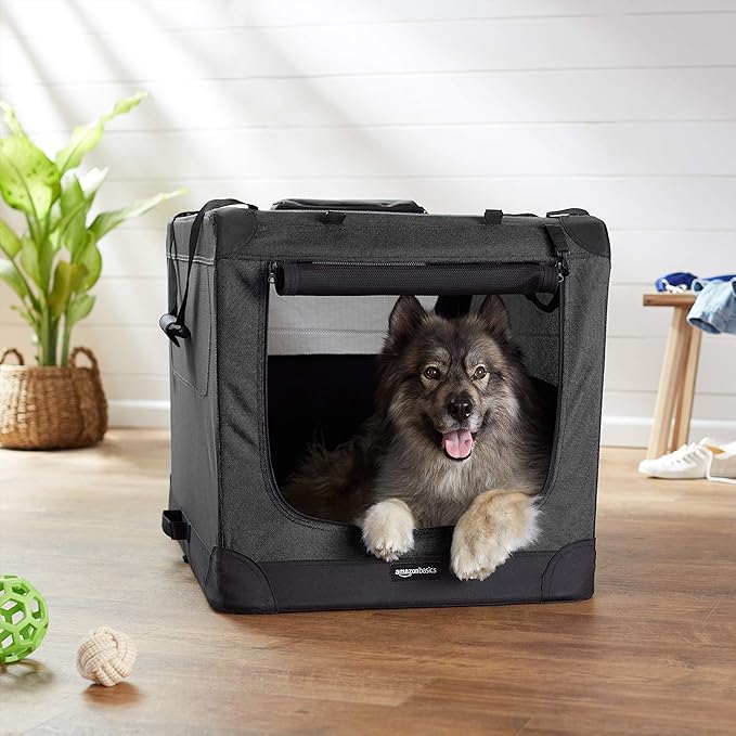 Amazon Basics Folding Portable Soft Pet Dog Crate Carrier Kennel, 36 x 24 x 24 inches, Black-PawvioPets