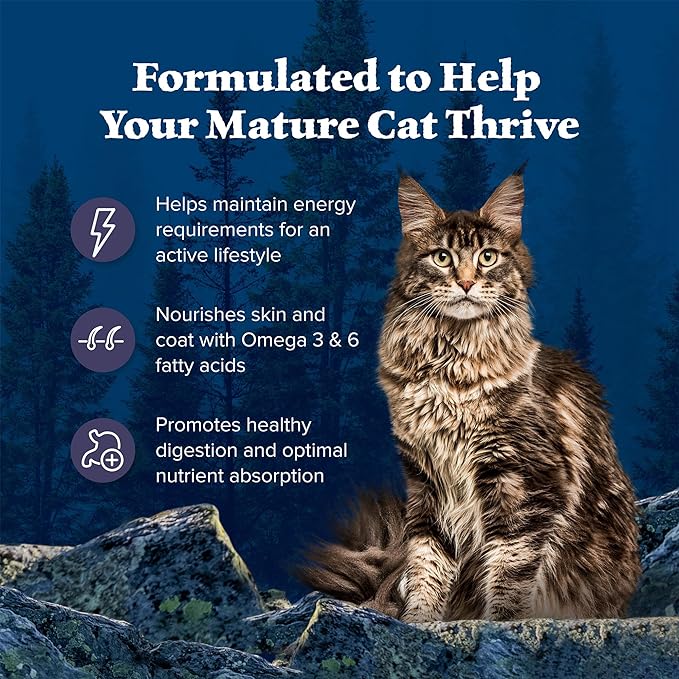 Blue Buffalo Wilderness Natural Mature Dry Cat Food for Cats 7+ Years, High-Protein and Grain-Free Diet, Supports Immune System Health and Energy to Stay Active, Chicken, 5-lb. Bag-PawvioPets