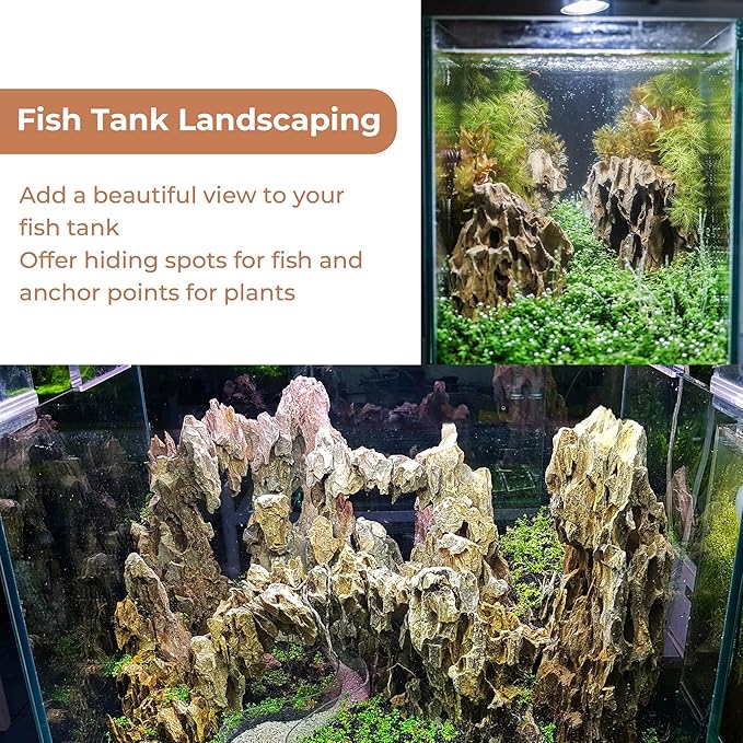 6-8 Inches Natural Dragon Stone 6 PCS Aquarium Rocks for Aquascaping, Aquarium Landscaping, Terrariums, Fish Tank Decoration, Vivariums, Paludarium, Reptile and Amphibian Enclosures-PawvioPets