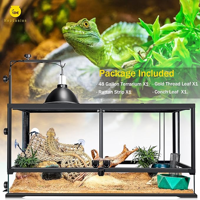 48 Gallon Professional Glass Terrarium 36"x18"x18" Durable Reptile Habitat Tank with Heat Resistant Aluminum Alloy Frame, Dual Front Swinging Doors for no Jam by Sand and Other Debris-PawvioPets