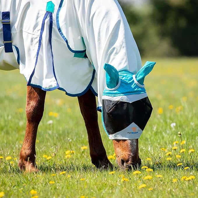 FLYGUARD FINE MESH Fly MASK with Ears (XS Pony, Teal)-PawvioPets