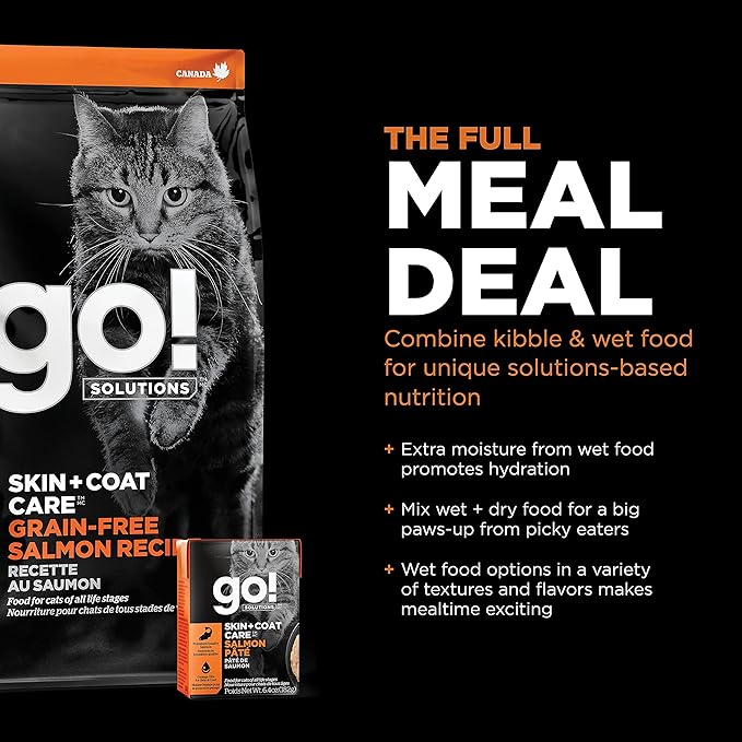Go! Solutions Skin + Coat Care, Grain-Free Dry Cat Food, Salmon Recipe, 16 lb Bag-PawvioPets