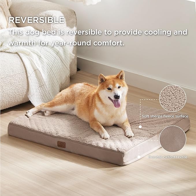 Bedsure Dog Beds Large Sized Dog - Orthopedic Flat Pet Beds with Removable Washable Cover, Egg Crate Foam Puppy Mat, Suitable for Pet Up to 65 lbs-PawvioPets