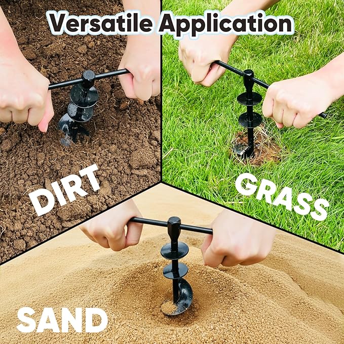 Dog Tie Out Stake for Large Dogs – Heavy Duty In-Ground Dog Anchor up to 210 lbs – Secure Tether Stake for Yard, Camping & Beach – Easy Install with Tool, Works with Tie Out Cable & Leash, Black-PawvioPets