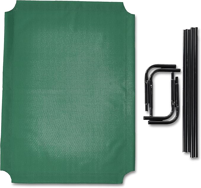 Amazon Basics Cooling Breathable Elevated Dog Bed with Metal Frame for Large Dogs, 51 x 31 x 8 Inch, Green-PawvioPets