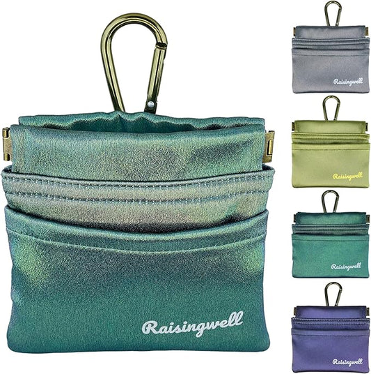 Dog Treat Pouch, Pocket Sized Pet Training Pouch, Hand Free Bronze Dog Walking Bag with Carabiner, Self-Closing Pet Feed Snack Reward, for Puppy Travel or Outdoor Use, NanoPTC-PawvioPets