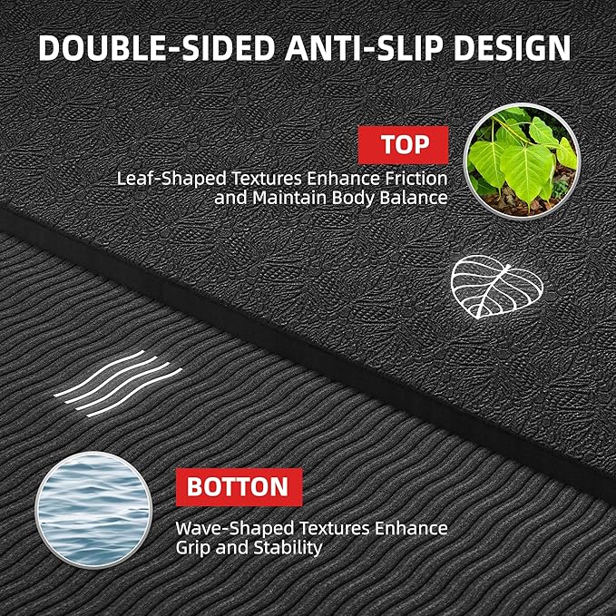 Extra Large Yoga Mat - 72"x35", 72"x48", 78"x57" - Wide TPE Exercise Mat for Home, Stretching, Couples & Family Workouts - 6-12mm Thick, Non-Slip & Waterproof - with Carry Bag and Straps-PawvioPets